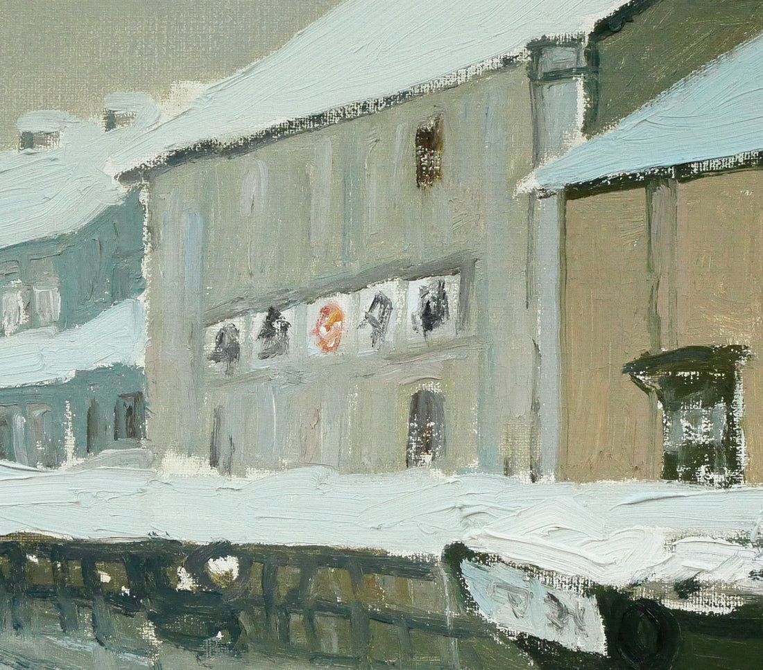 本間武男「小樽運河」油絵・F8号 拡大画像2