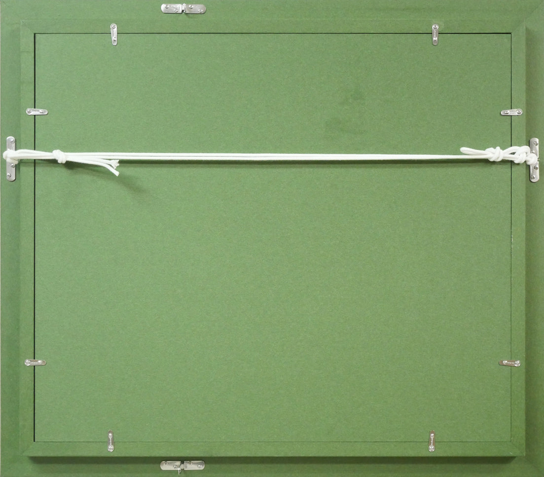 本間武男「小樽運河」油絵・F8号 額縁裏側画像