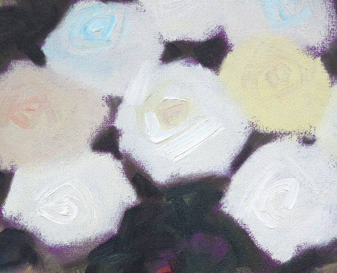 本間 武男「バラ」油絵・F0号 拡大画像1