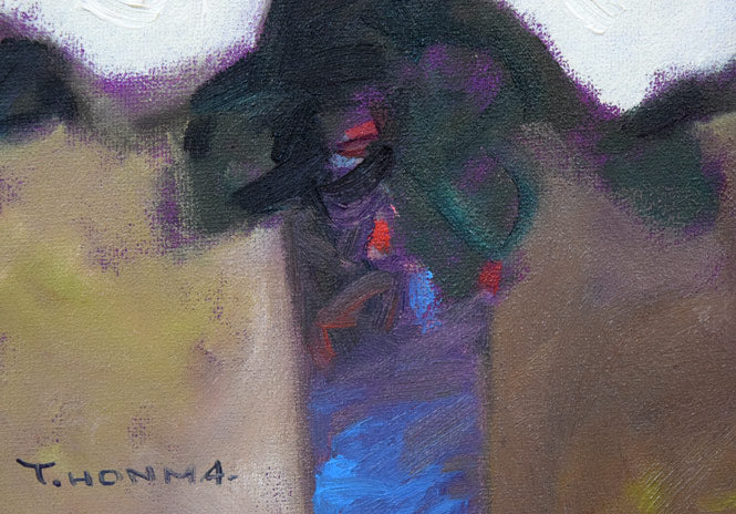 本間 武男「バラ」油絵・F0号 拡大画像3