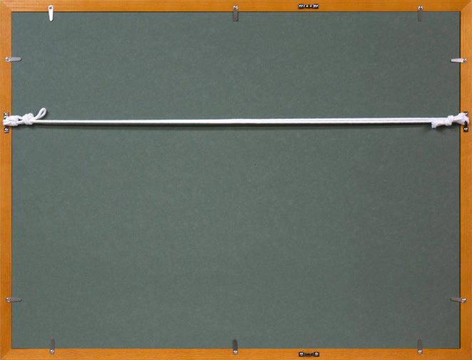 本間莞彩「梅の図」墨彩画・8号 額縁裏側画像