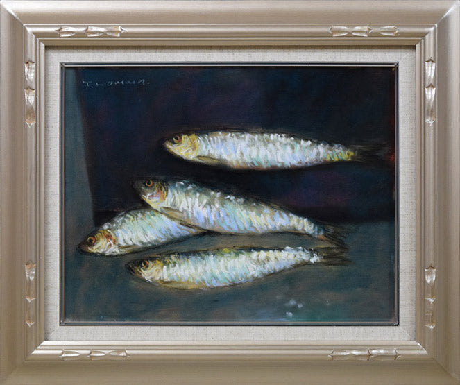 本間武男「鰊(ニシン)」パステル画・F6号