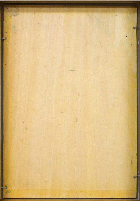 本間 武男「パンジー」パステル画・SM 作品裏側(板)画像