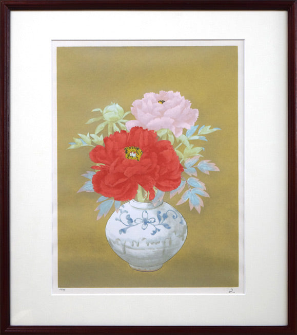 堀文子「緋牡丹」シルクスクリーン版画