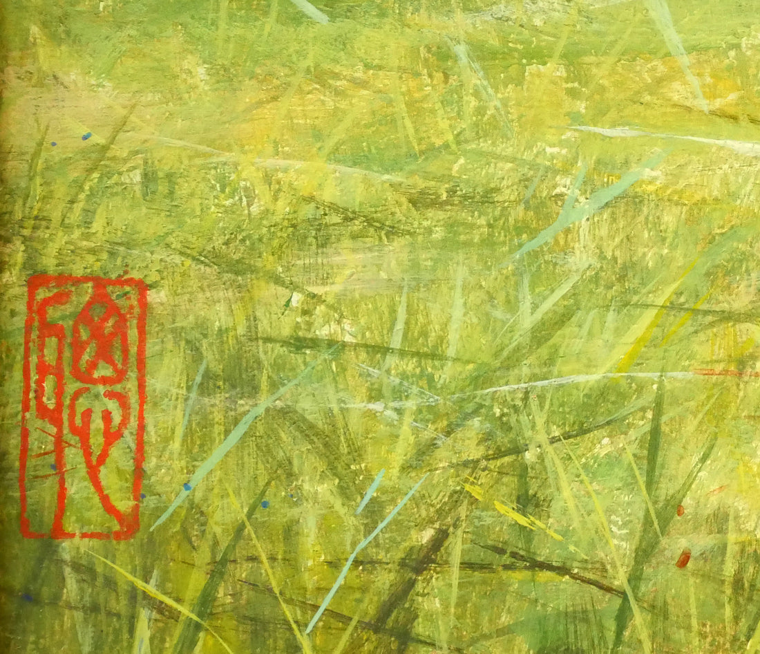 堀井聰「爽籟(グレートデーン)」油絵・板・M10号 落款拡大画像