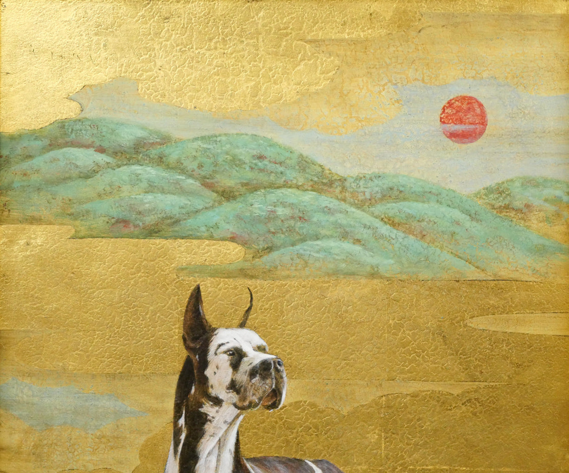 堀井聰「爽籟(グレートデーン)」油絵・板・M10号 拡大画像1