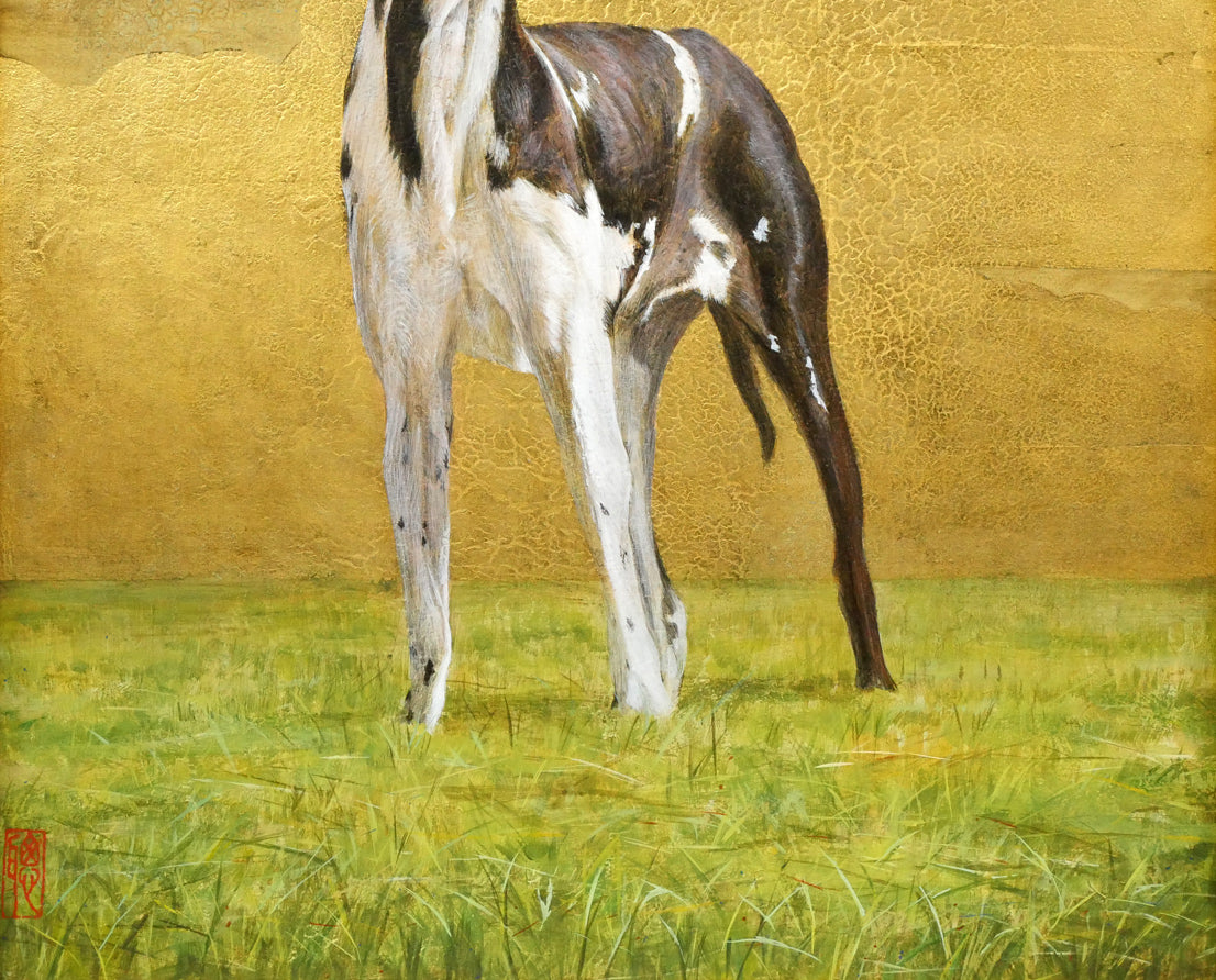 堀井聰「爽籟(グレートデーン)」油絵・板・M10号 拡大画像2