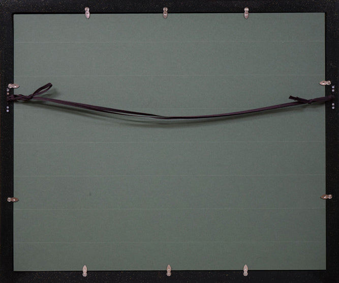 星襄一「赤い木」木版画 額縁裏側画像