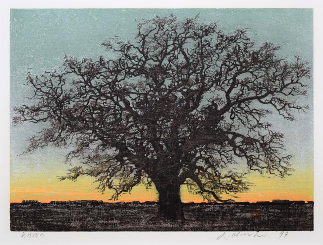 星襄一「あけぼの」木版画 作品全体拡大画像