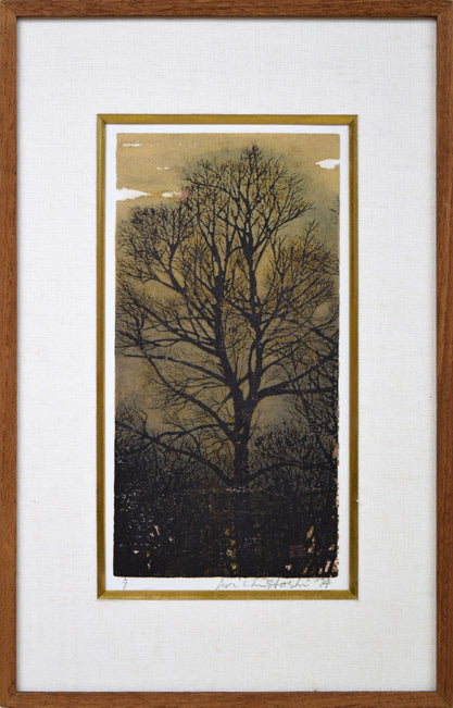 星襄一「夕」木版画