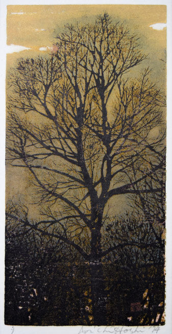 星襄一「夕」木版画 作品全体拡大画像