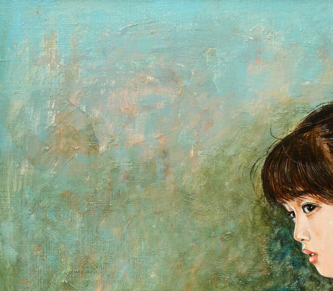 細川尚「少女「繭」微風」油絵・F10号 拡大画像1