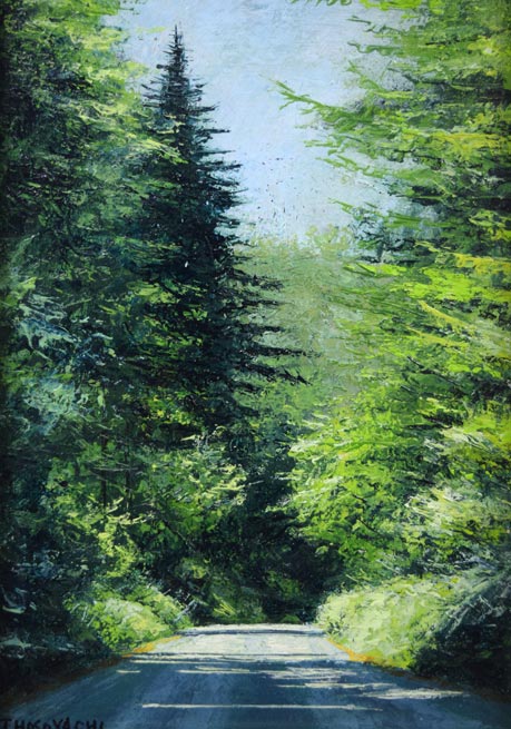 細谷地東太「林道」油絵・SM 作品全体拡大画像