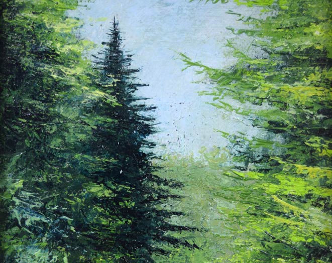 細谷地東太「林道」油絵・SM 拡大画像1