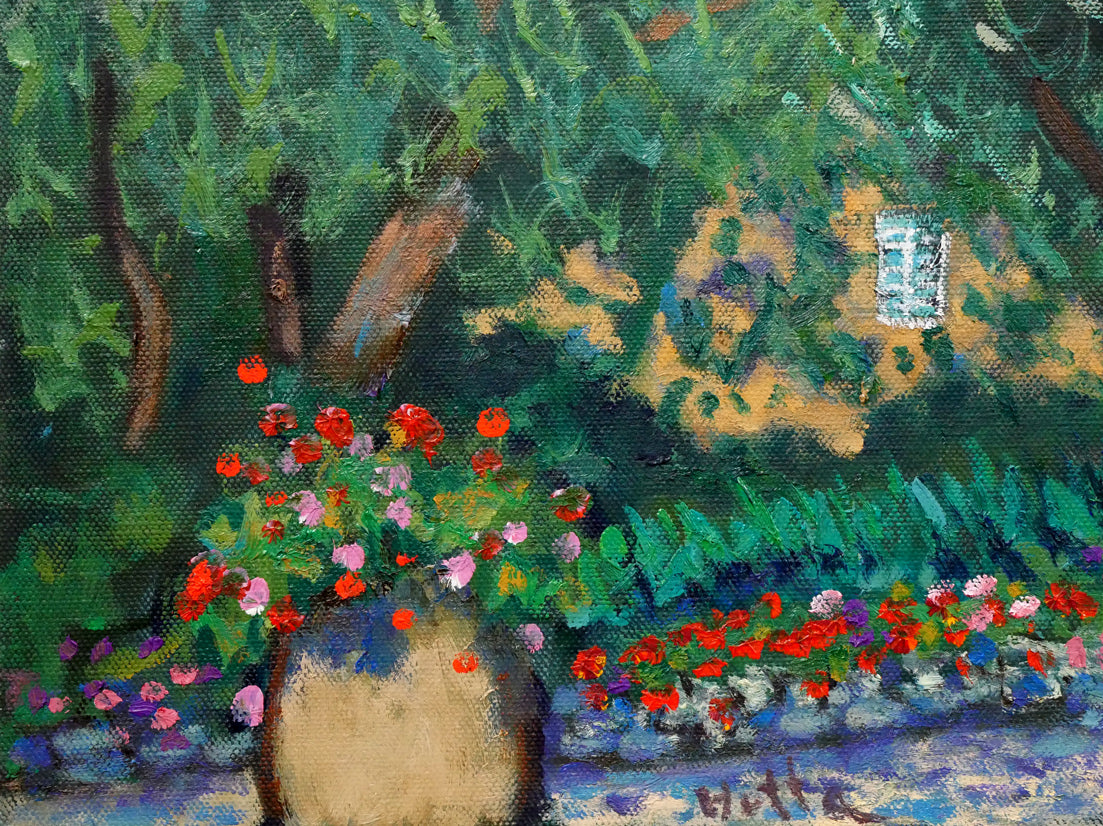 堀田高「花の庭(南仏カーニュにて)」油絵・特寸30号 拡大画像5