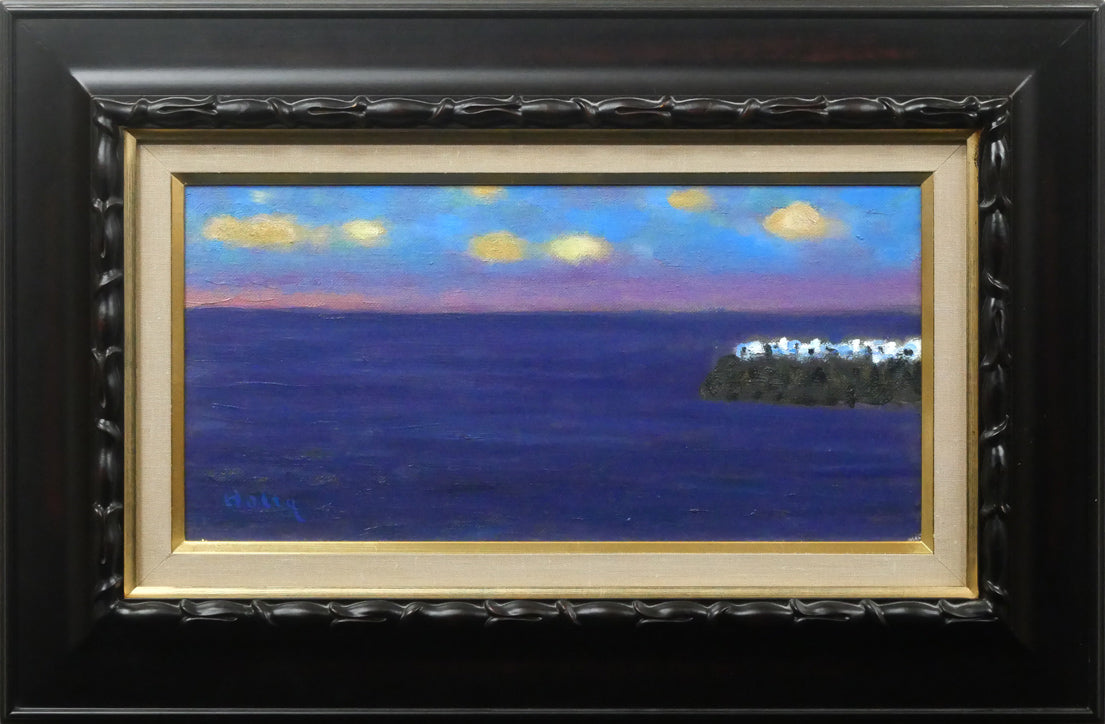 堀田高「白い岬(ギリシャ)」油絵・変形6号