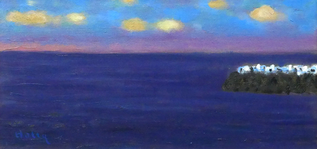 堀田高「白い岬(ギリシャ)」油絵・変形6号 作品全体画像