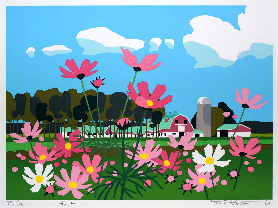 藤倉英幸「秋日」シルクスクリーン版画 作品全体拡大画像