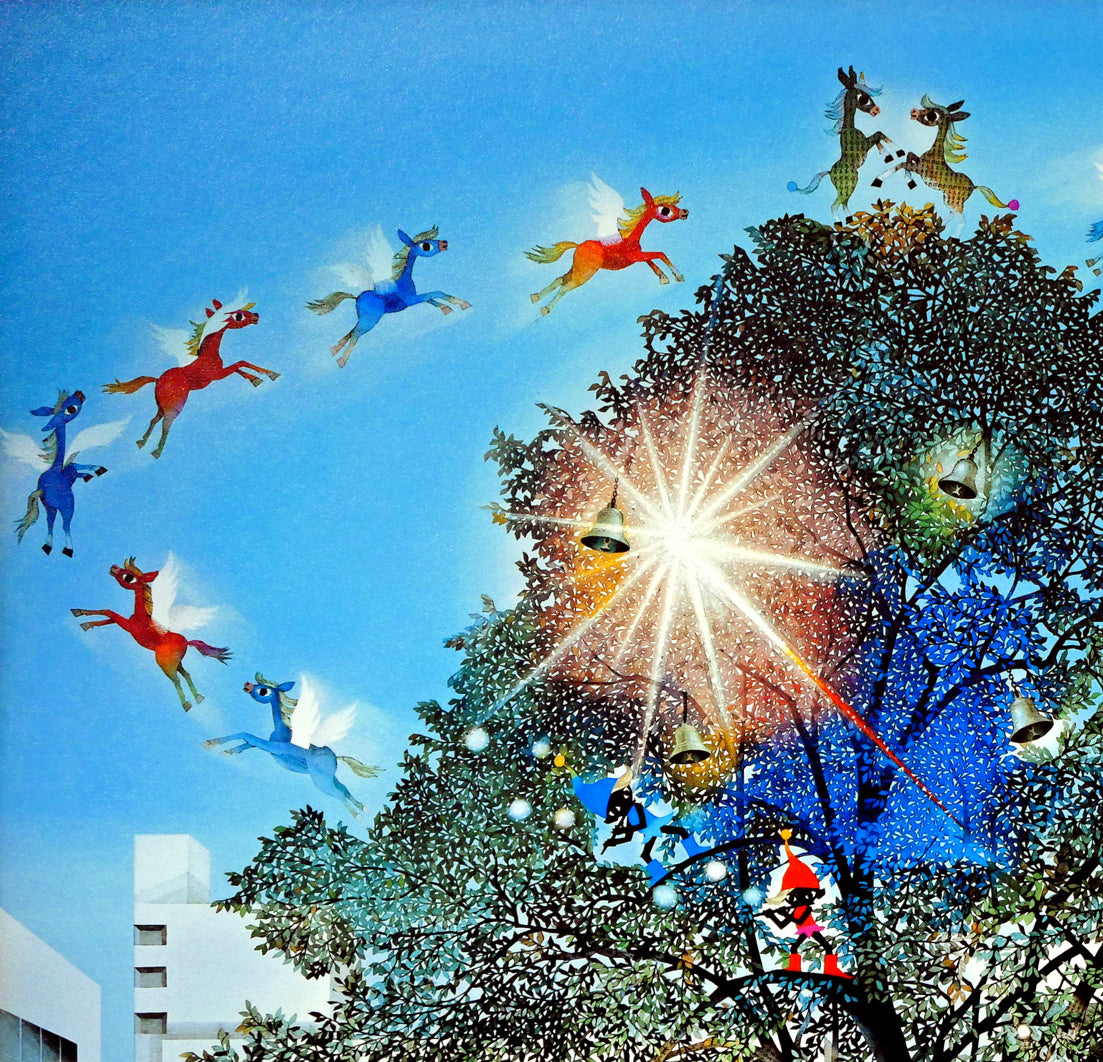 藤城清治「光陰の中の巣立つ子馬たち」レフグラフファイン版画 拡大画像1