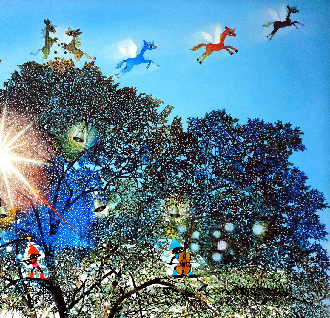 藤城清治「光陰の中の巣立つ子馬たち」レフグラフファイン版画 拡大画像2