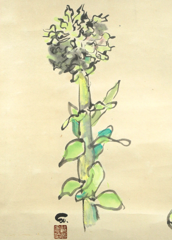 鷲見憲治「富貴之図」墨彩画掛軸 拡大画像5