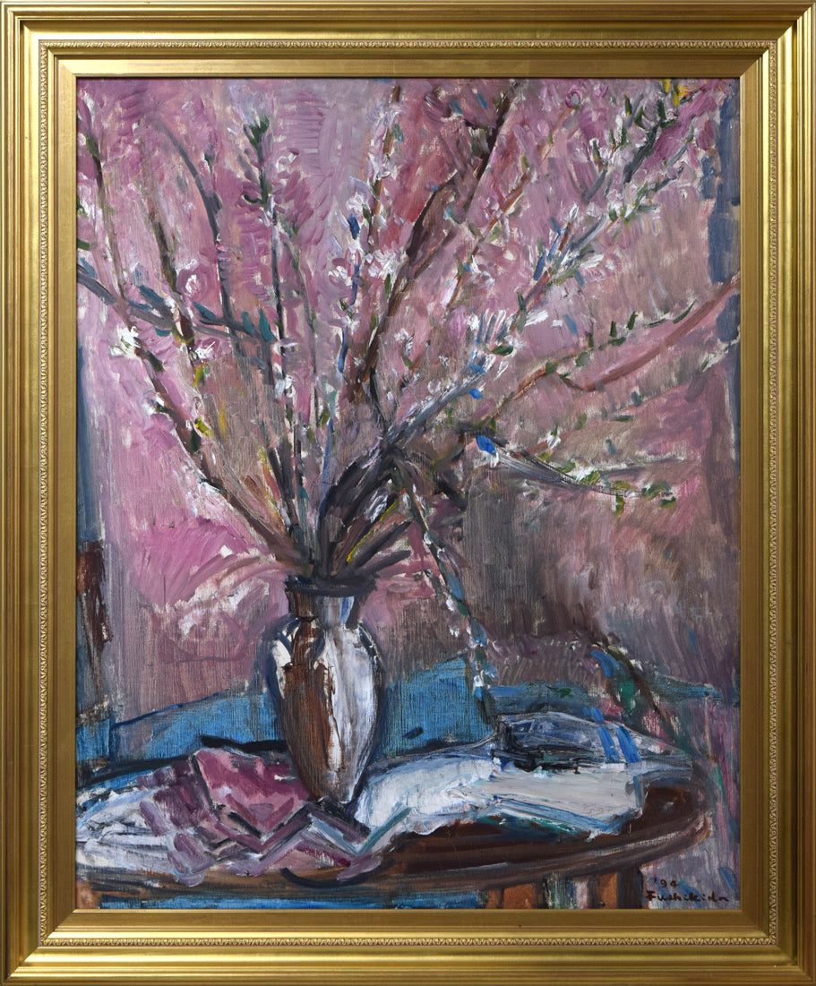 伏木田光夫「三月・彼岸櫻」油絵・F30号