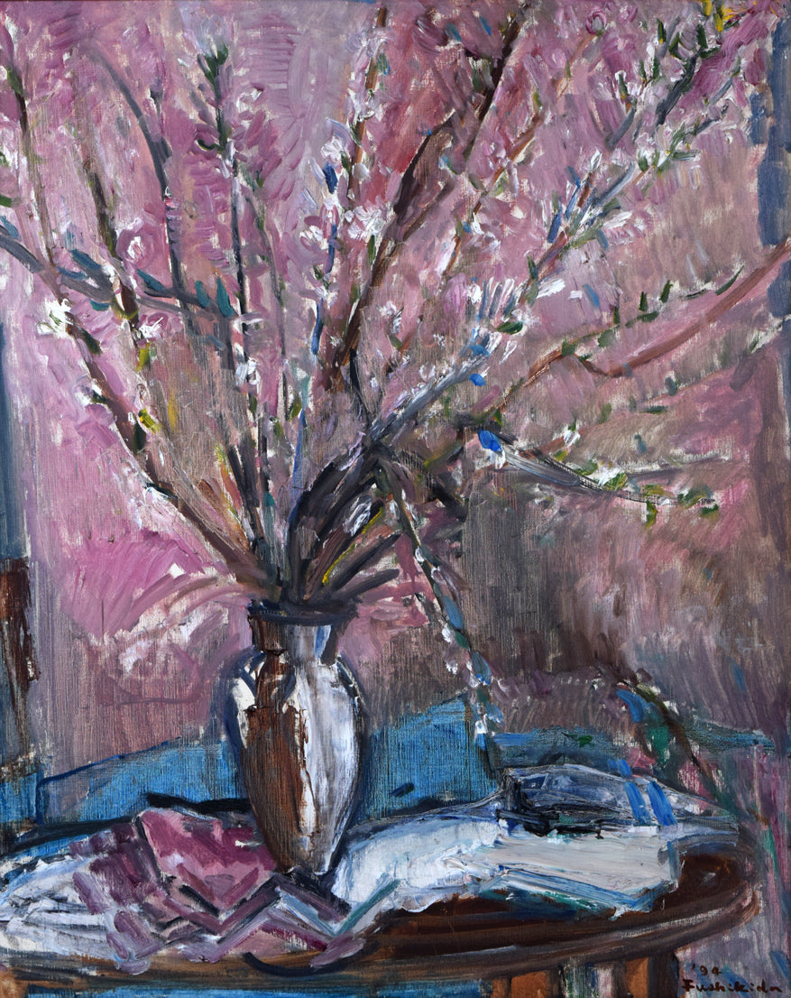 伏木田光夫「三月・彼岸櫻」油絵・F30号 作品全体拡大画像