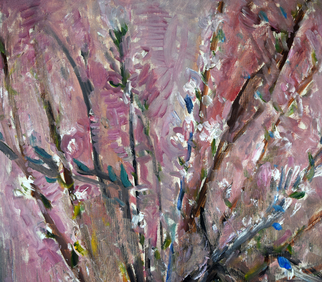 伏木田光夫「三月・彼岸櫻」油絵・F30号 拡大画像1