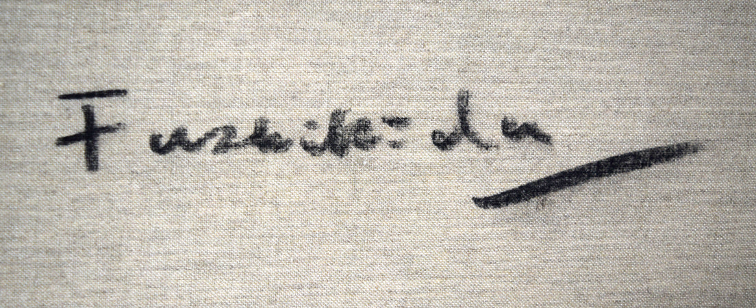 伏木田光夫「三月・彼岸櫻」油絵・F30号 裏書き拡大画像1