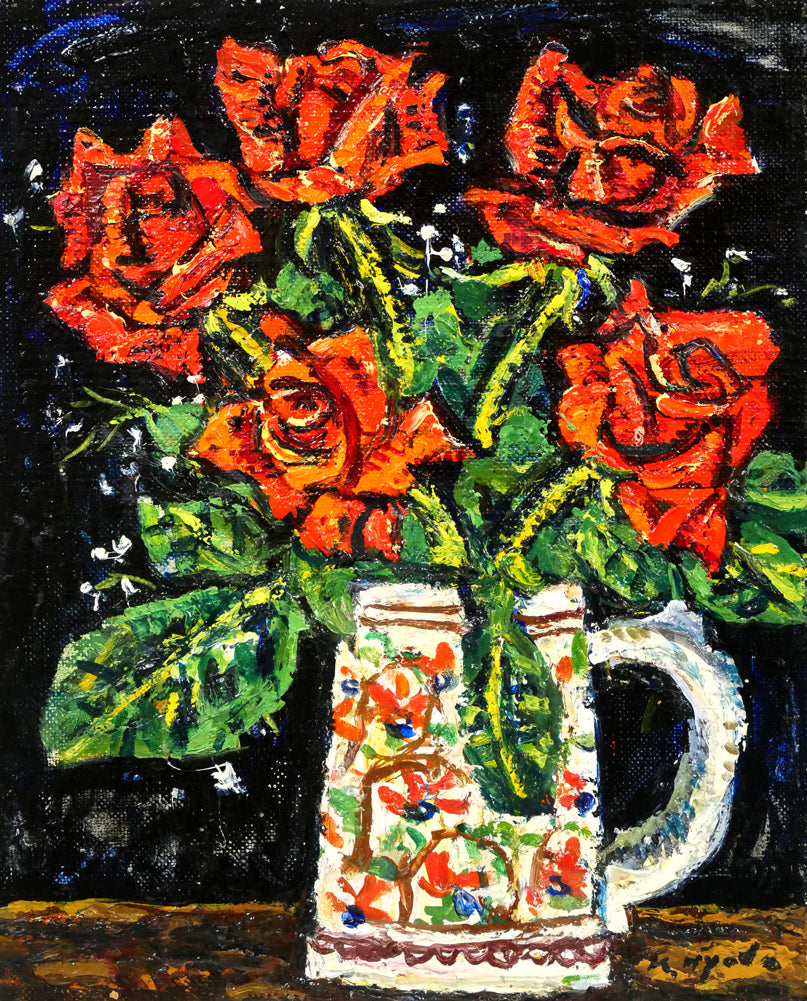 兵藤和男「紅薔薇」油絵・F3号 作品全体画像