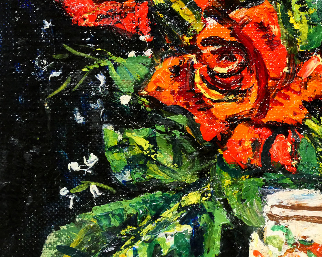 兵藤和男「紅薔薇」油絵・F3号 拡大画像3