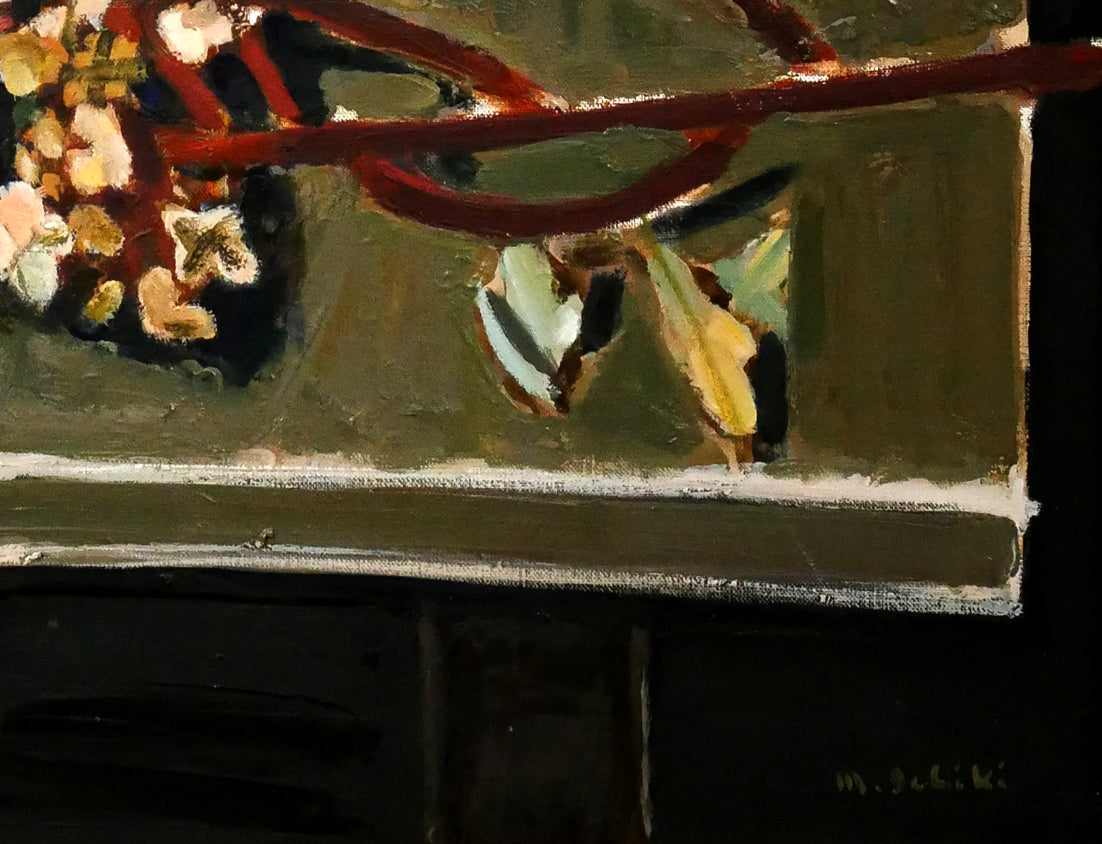 一木万寿三「冬のひまわり」油絵・F20号 拡大画像6