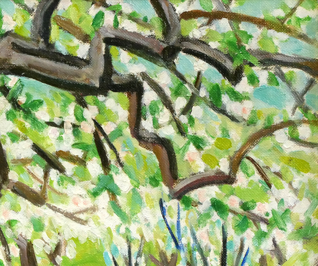 一木万寿三「リンゴ畑」油絵・F4号 拡大画像2