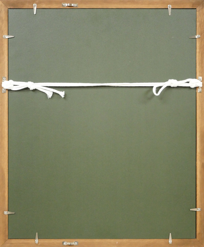 一木万寿三「鰊くんせい」水彩画・色紙 額縁裏側画像