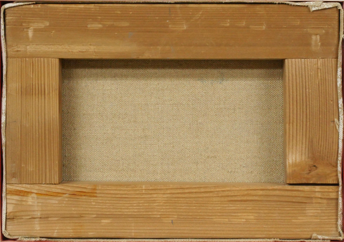 一木万寿三「積丹」油絵・SM キャンバス裏側画像