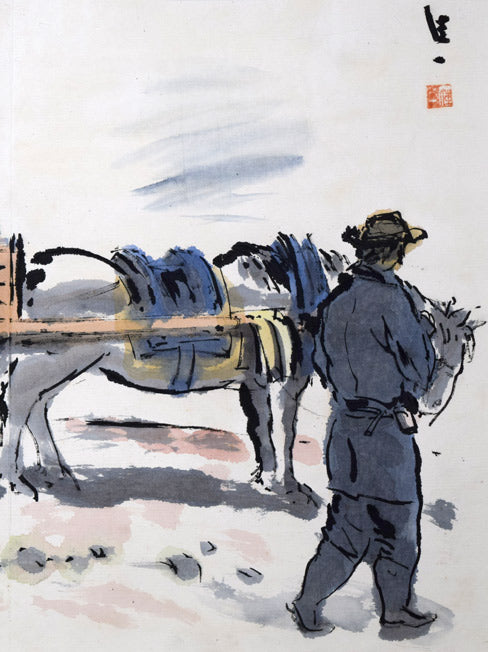 居串佳一「荷馬車風景」水彩画・8号 拡大画像2