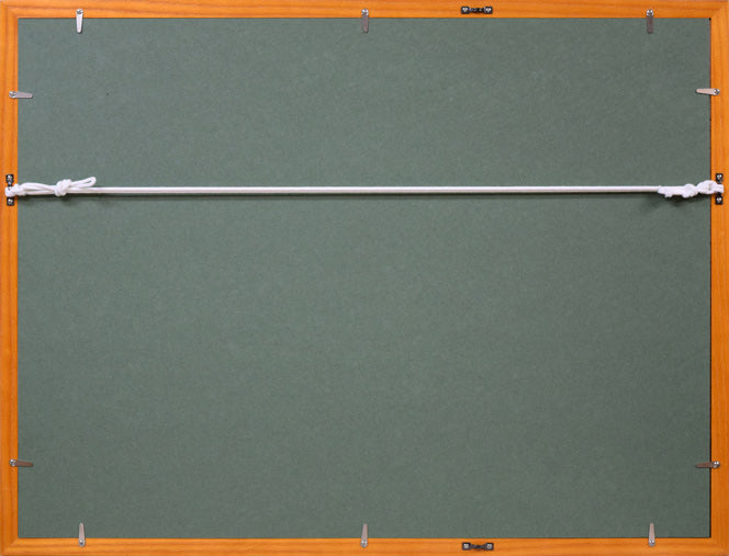 居串佳一「荷馬車風景」水彩画・8号 額縁裏側画像