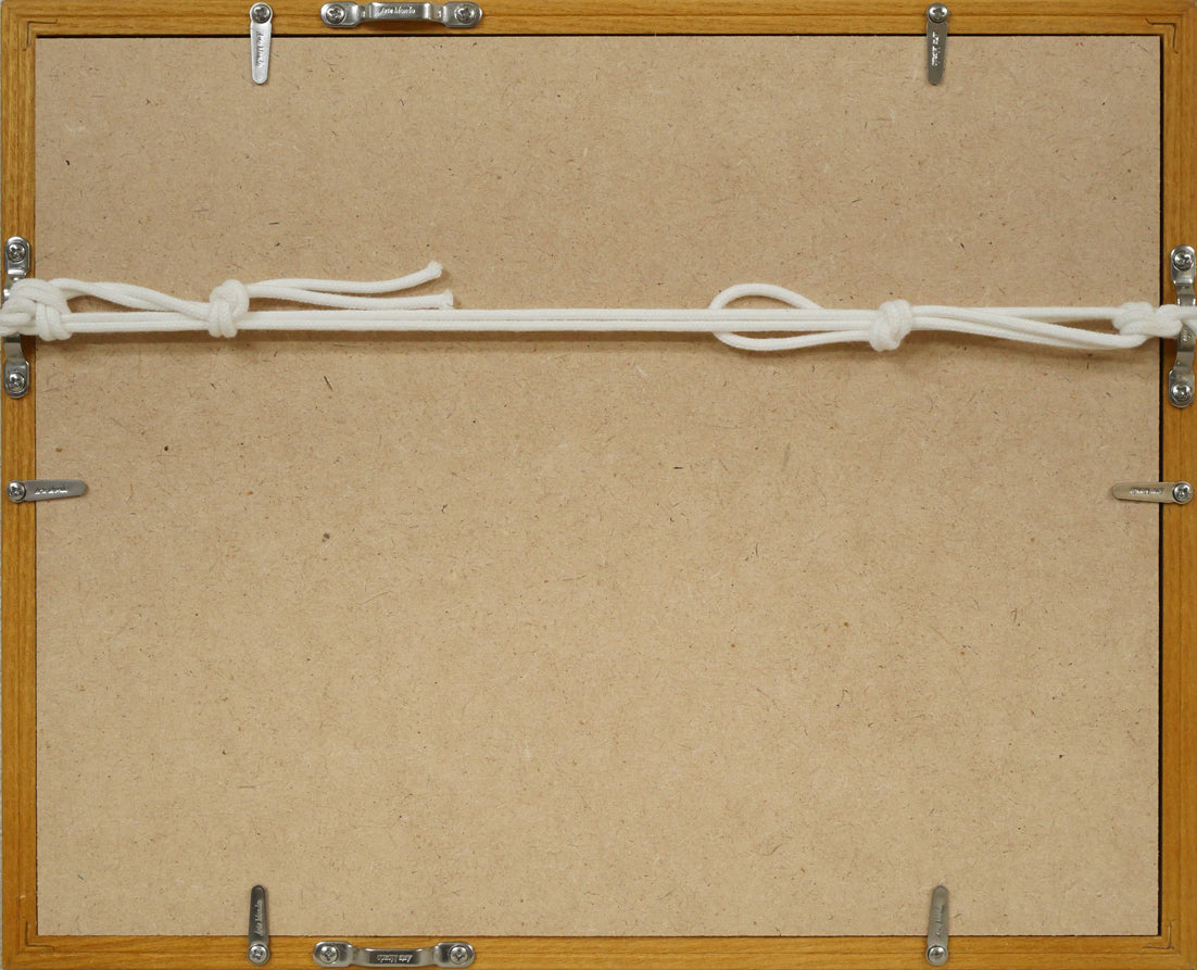 池田修三「とりかご(カナリヤ)」木版画 額縁裏側画像