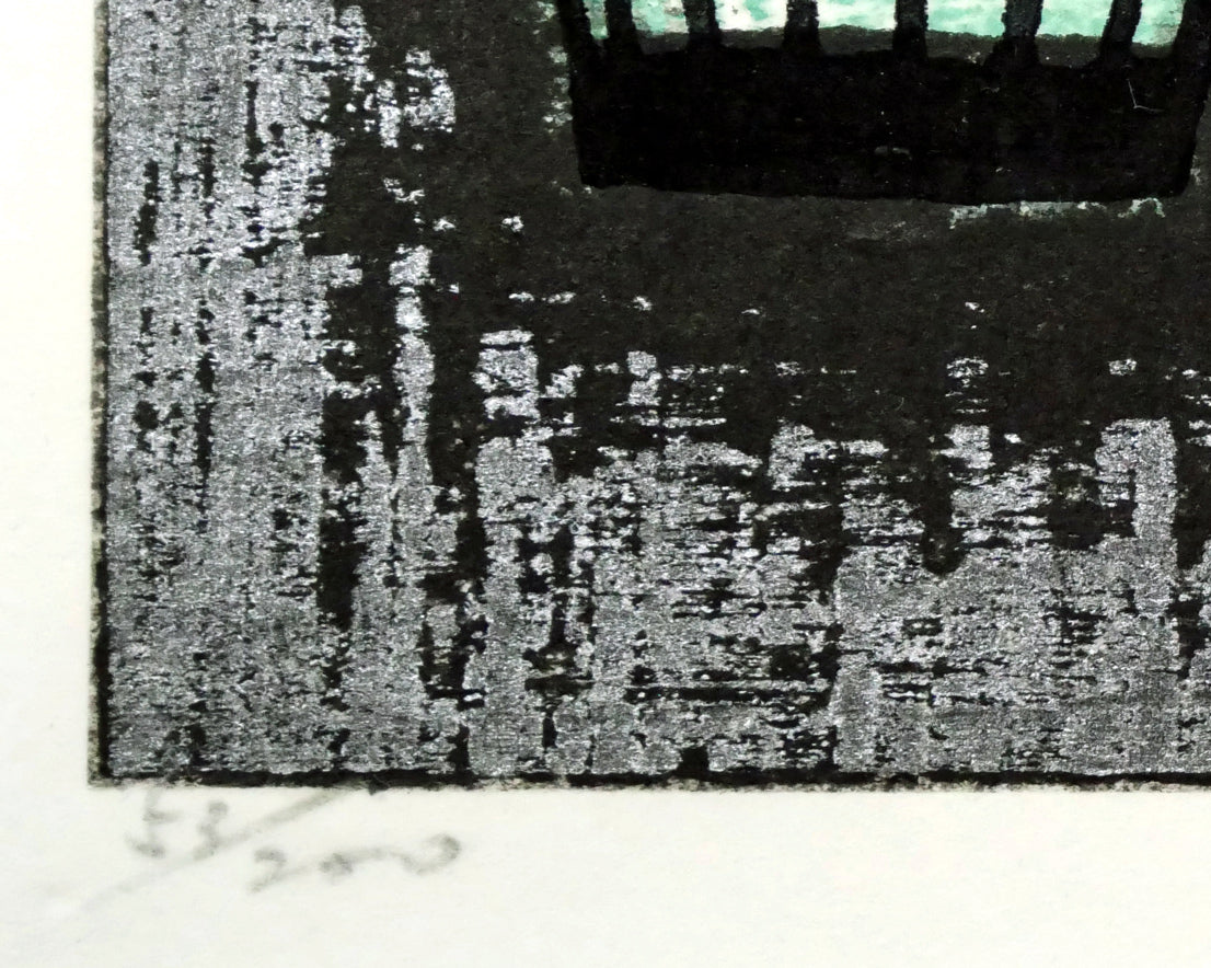 池田修三「とりかご(カナリヤ)」木版画 限定番号(ed,53/200)