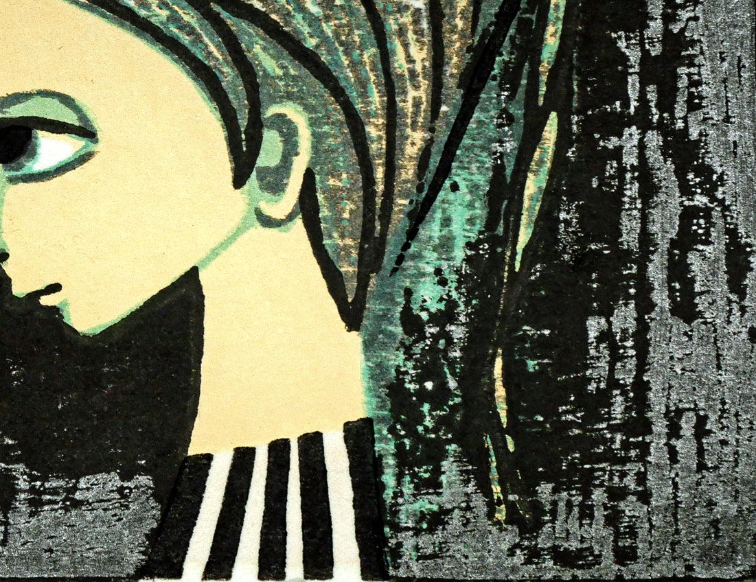 池田修三「とりかご(カナリヤ)」木版画 拡大画像4