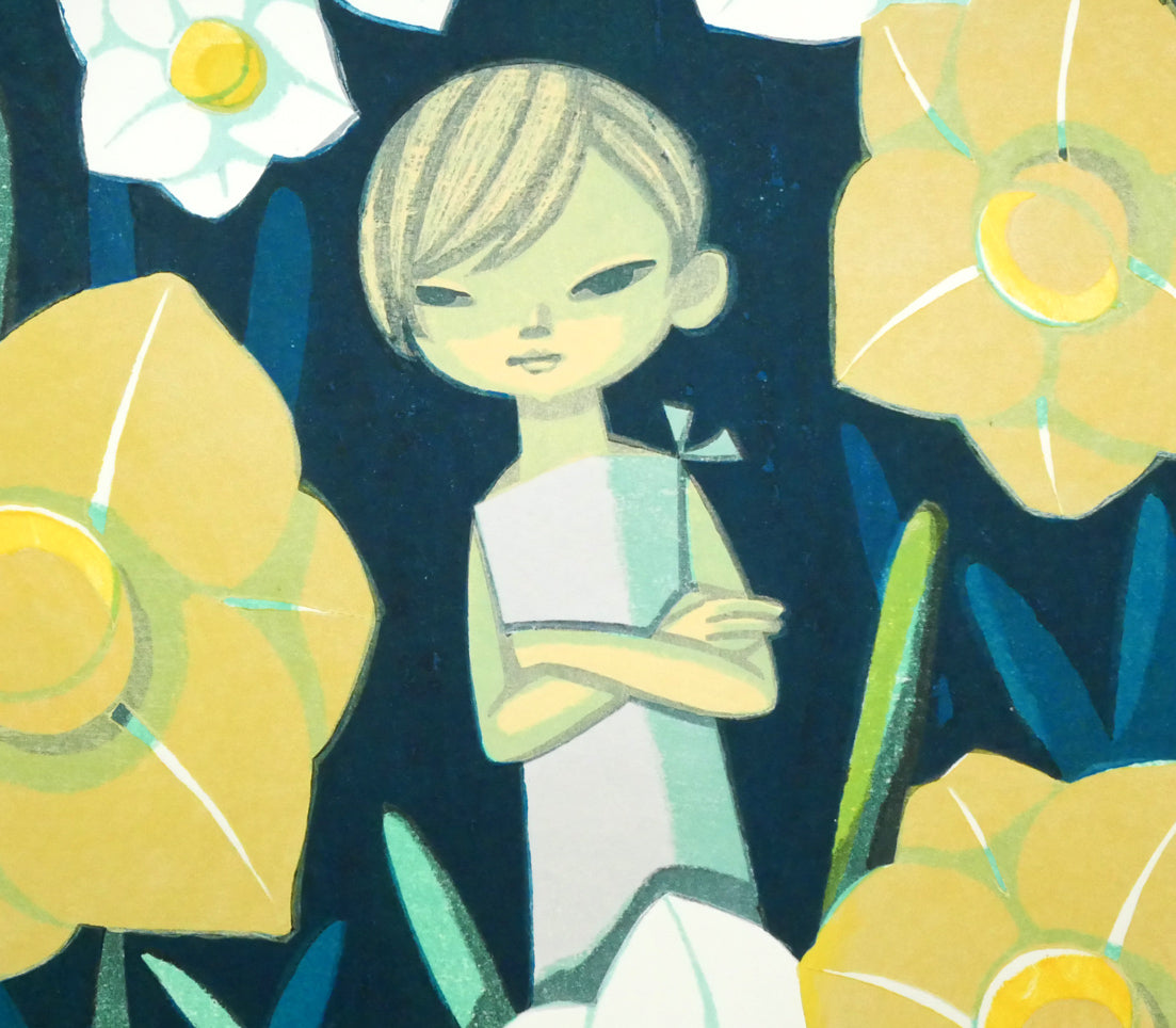 池田修三「ナルシス」木版画 拡大画像3