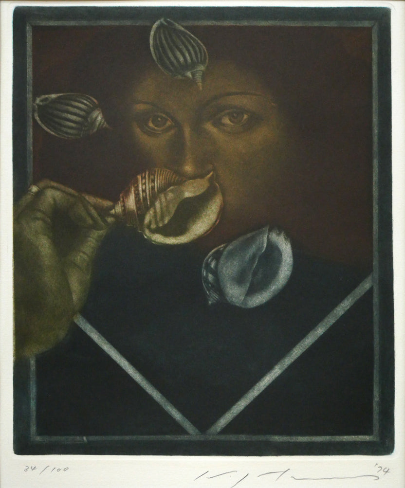 池田満寿夫「女の肖像」銅版画 作品全体画像