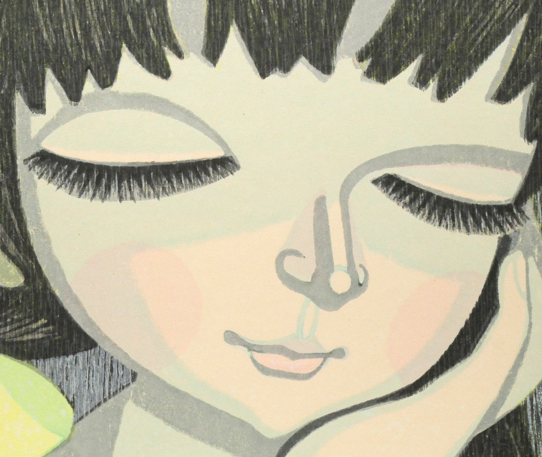 池田修三「りんご」木版画 拡大画像2