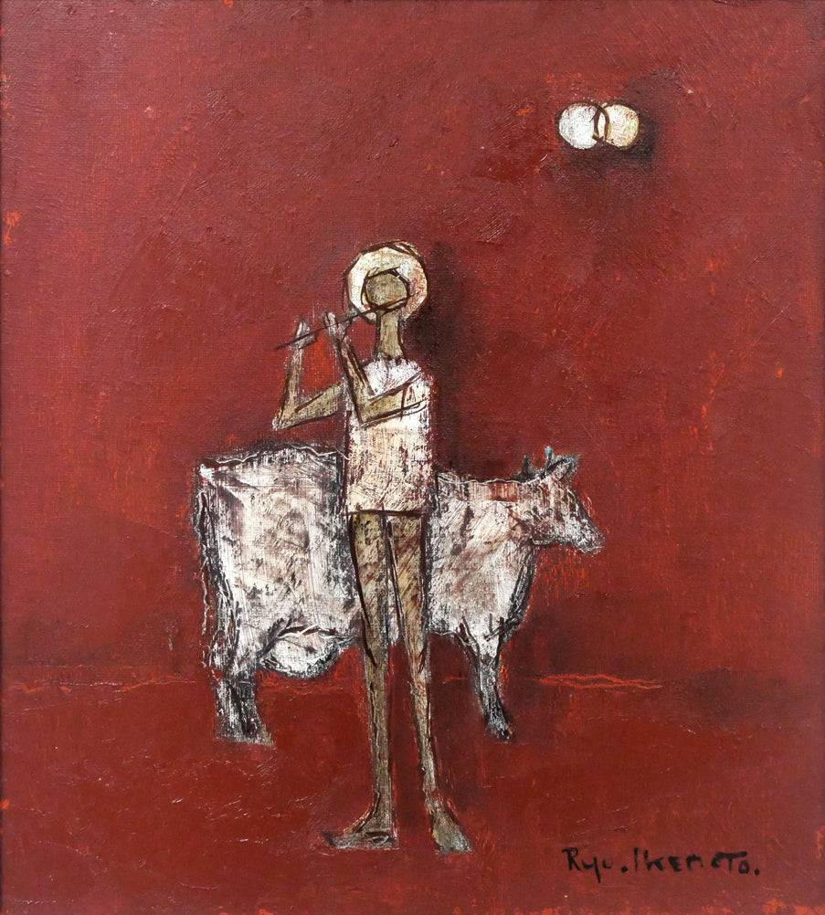 池本良三「無題」油絵・色紙 作品全体拡大画像