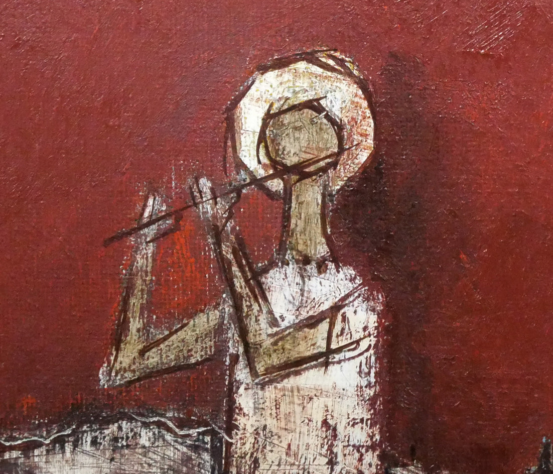 池本良三「無題」油絵・色紙 拡大画像2