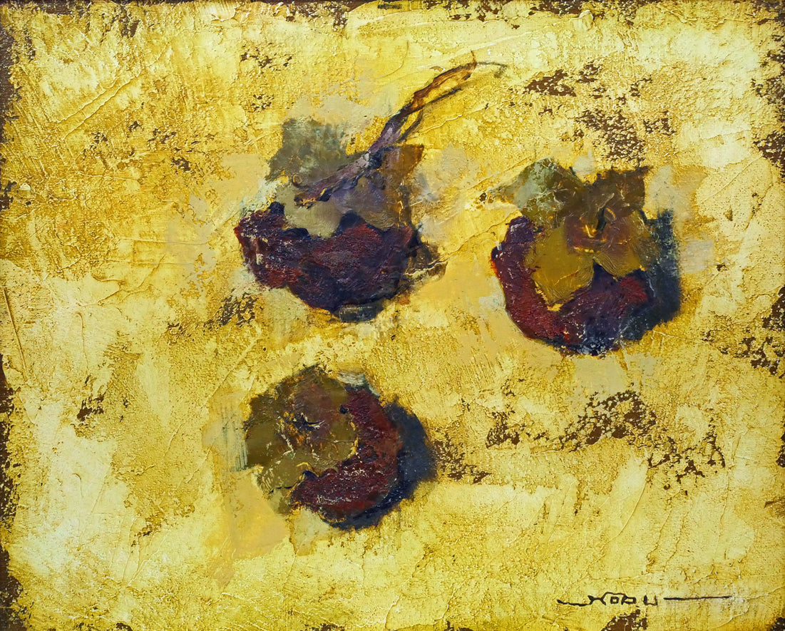 生田信行「柿」油絵・F3号 作品全体画像