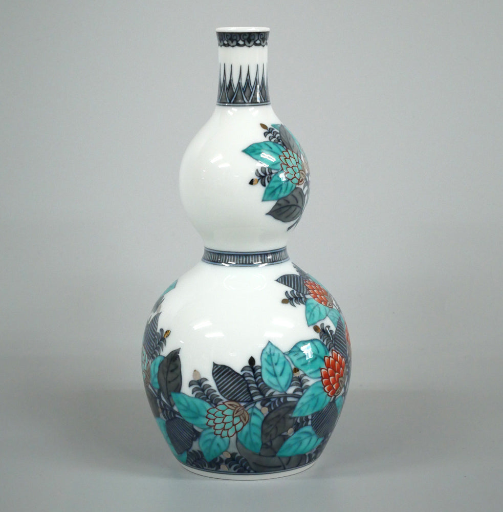 十四代今泉今右衛門「色絵墨色・藍色墨はじき草花文酒器(3点1組)」共箱 徳利画像4