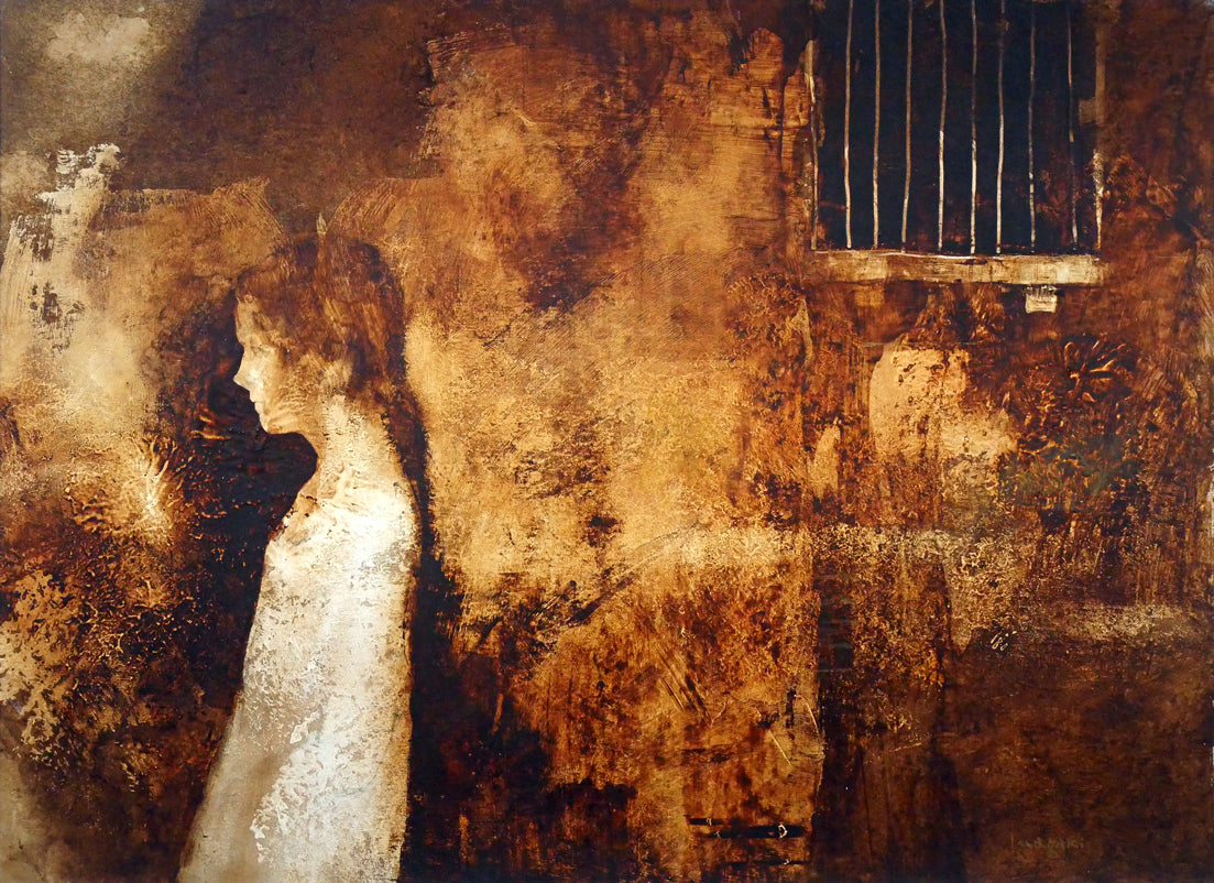 稲垣昌紀「壁の前の少女(イタリヤ)」油絵・10号 作品全体画像