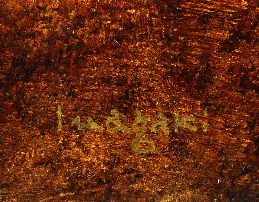 稲垣昌紀「壁の前の少女(イタリヤ)」油絵・10号 サイン拡大画像