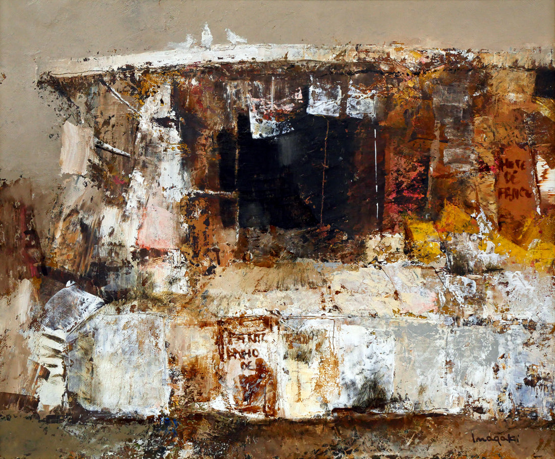 稲垣昌紀「新聞売り」油絵・F8号 作品全体画像